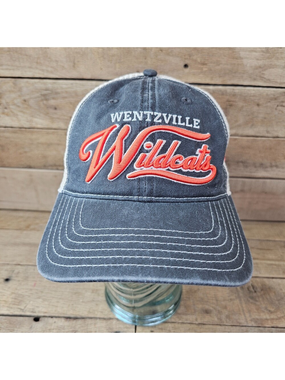 Wentzville Wildcats Trucker Hat Cap Gray White Mesh Snapback Wildcats Mascot NWT